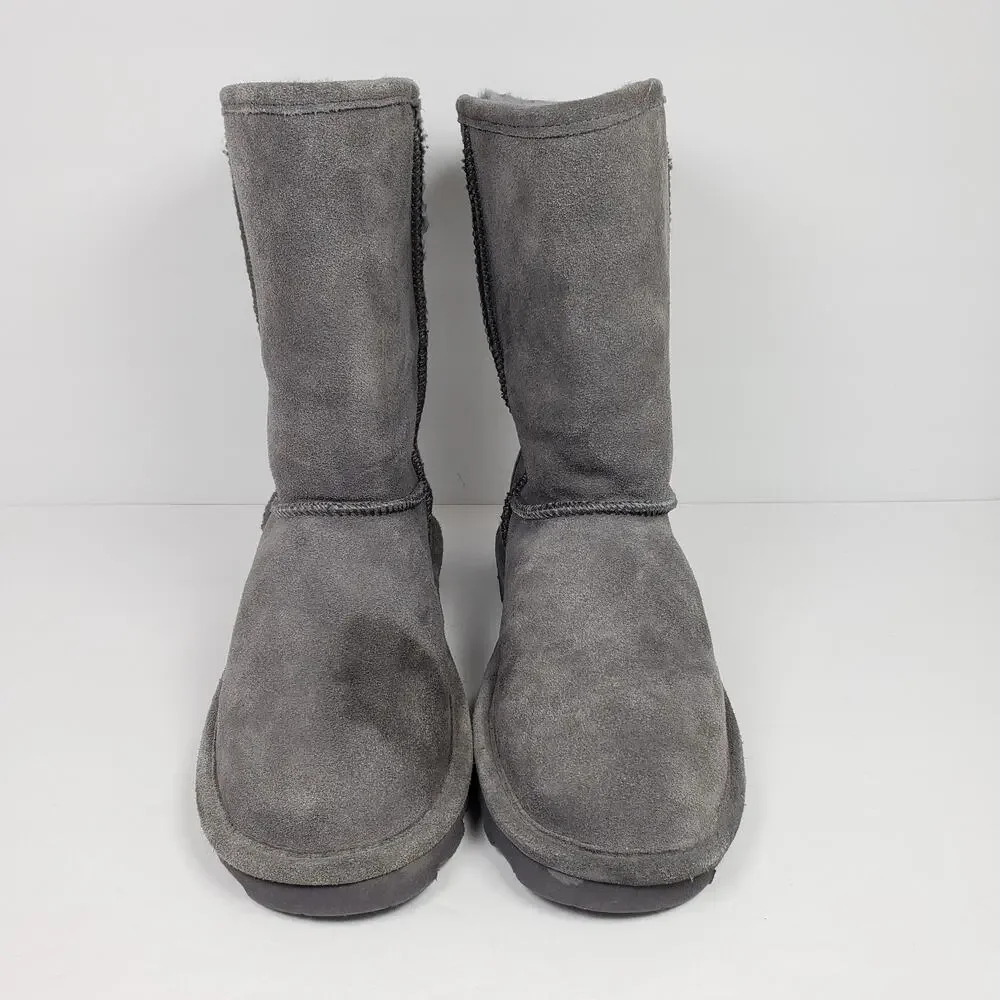 BearPaw Elle Short Womens Size 10 Gray Suede Sheepskin Warm Winter Boots 1962W